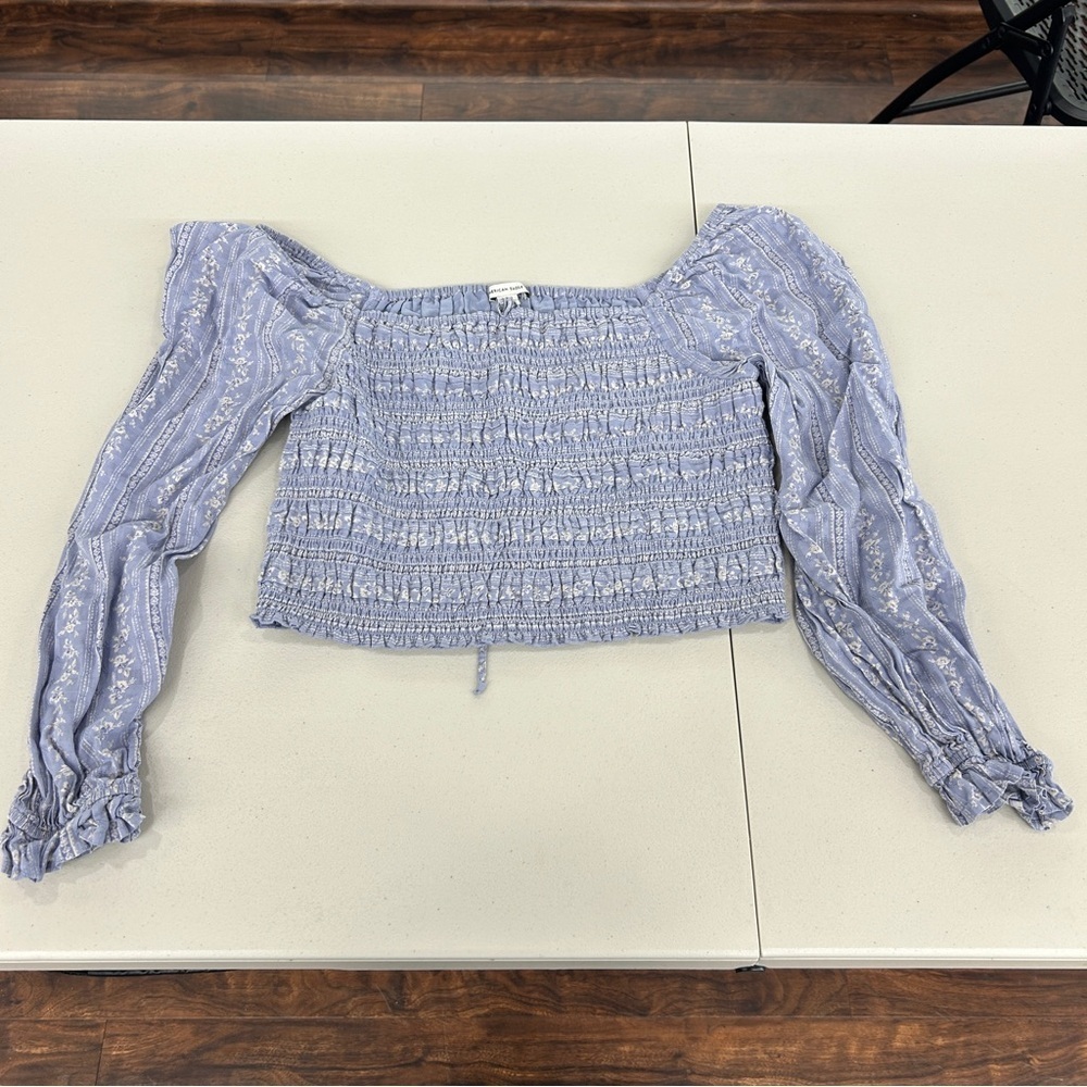 American Eagle Outfitters Blue Smocked Blouse